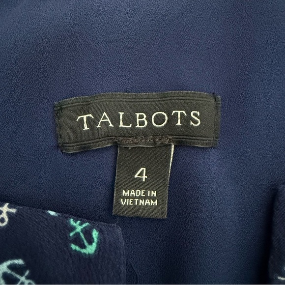 Women’s Talbots Anchor Print Flounce Hem Fit & Flare Notch Neck Dress Size 4 - Picture 12 of 16